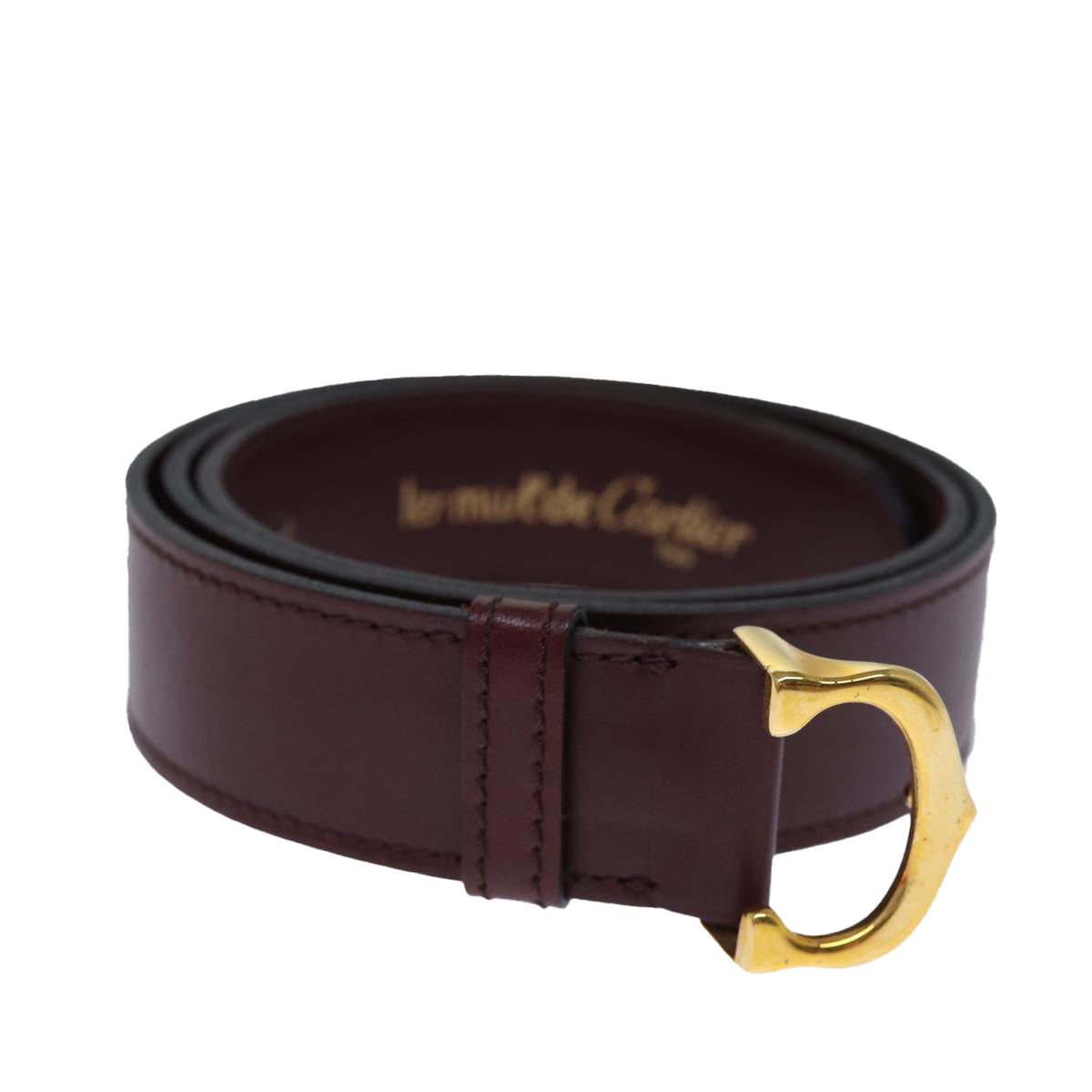 CARTIER Belt Leather 32.7"" Red Auth am6241
