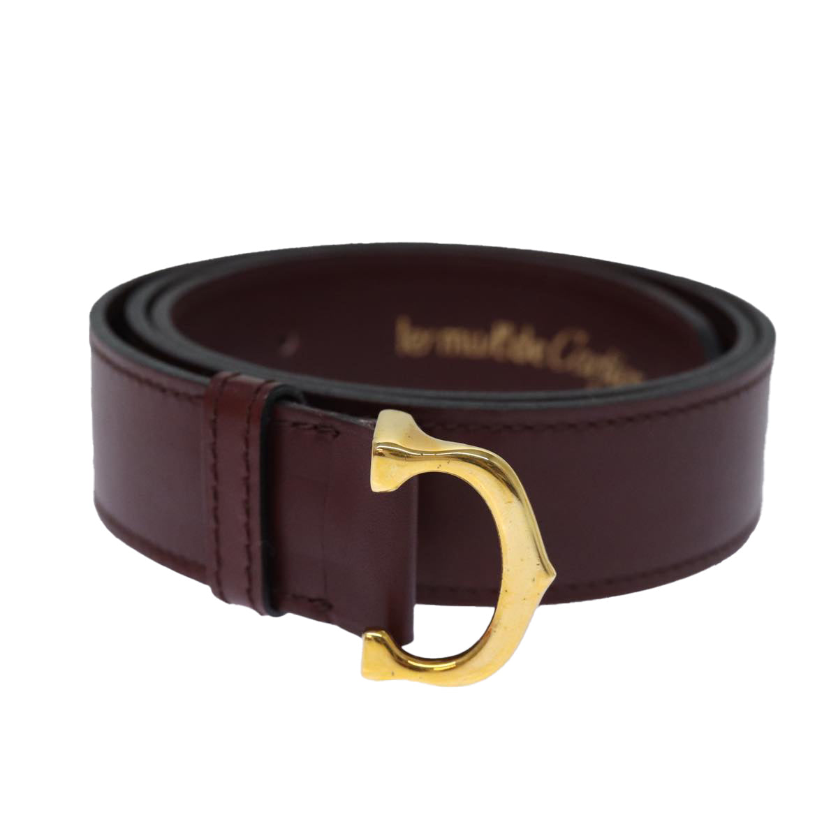 CARTIER Belt Leather 32.7"" Red Auth am6241 - 0