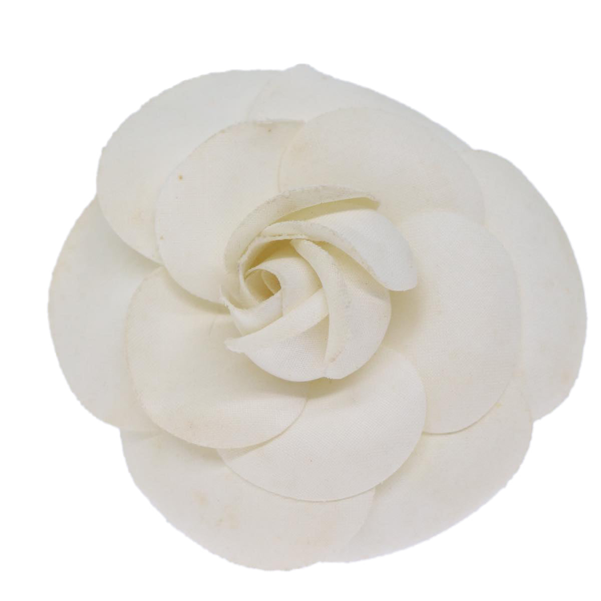 CHANEL Flower Brooch Canvas White CC Auth am6242 - 0