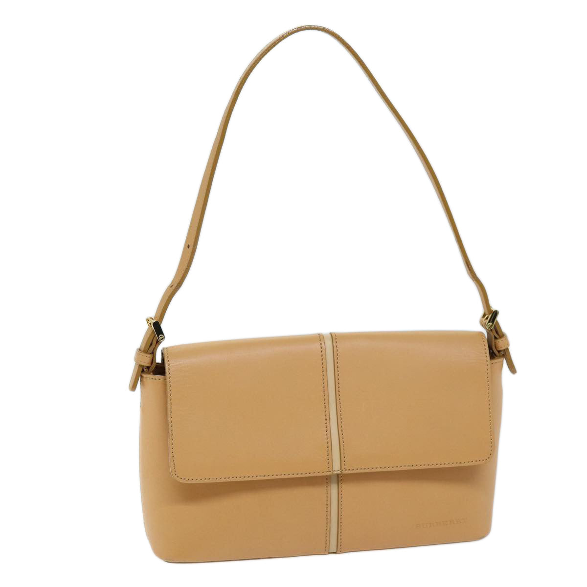 BURBERRY Shoulder Bag Leather Beige Auth am6251