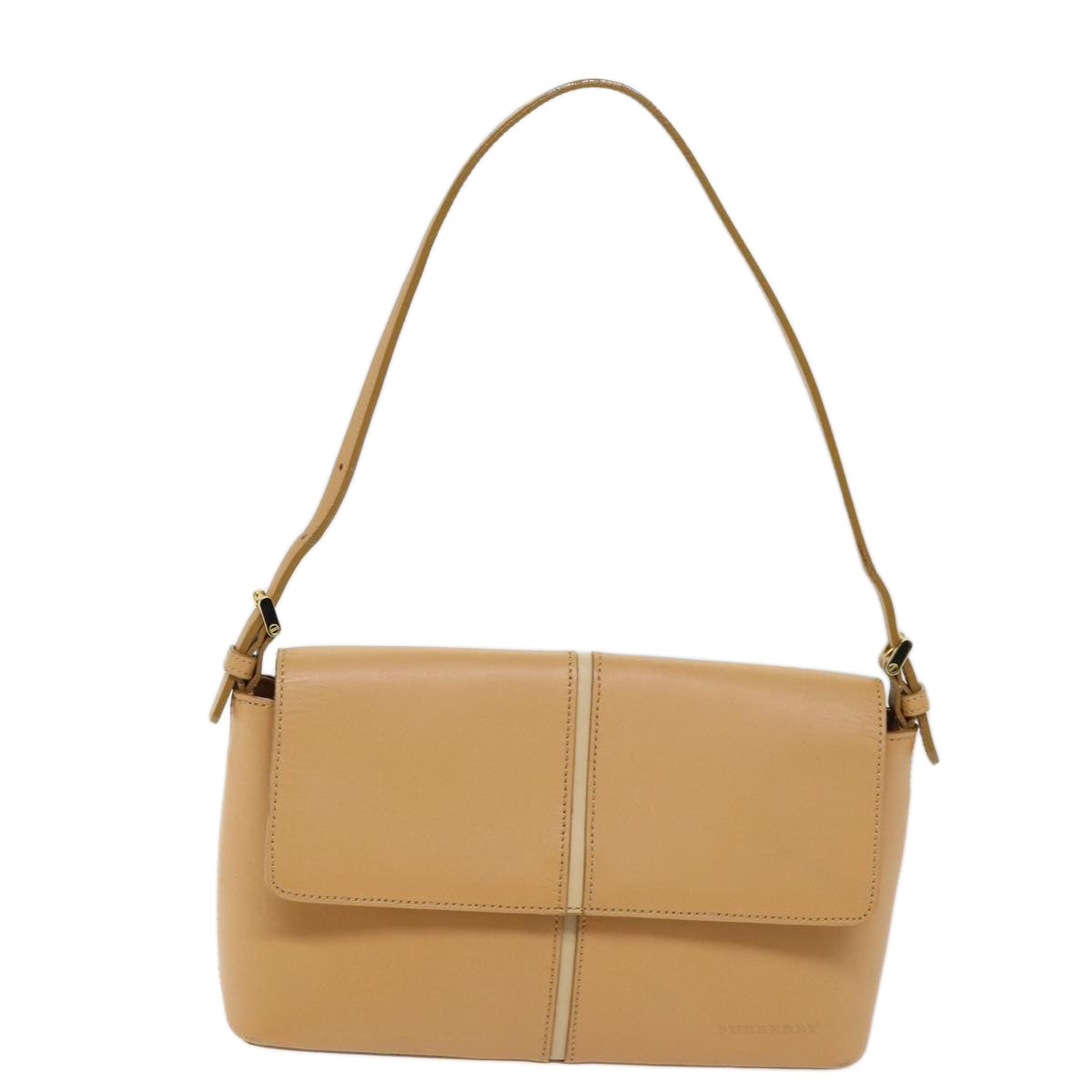 BURBERRY Shoulder Bag Leather Beige Auth am6251