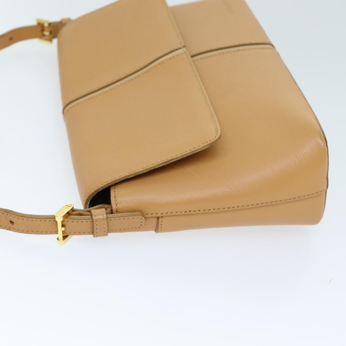 BURBERRY Shoulder Bag Leather Beige Auth am6251