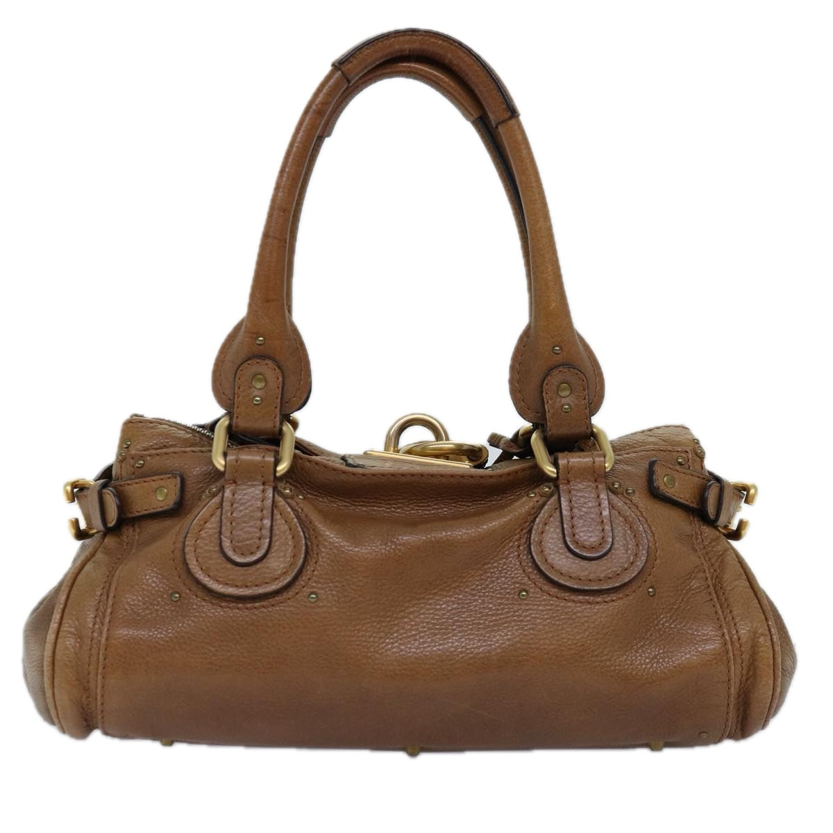 Chloe Paddington Hand Bag Leather Brown Auth am6253