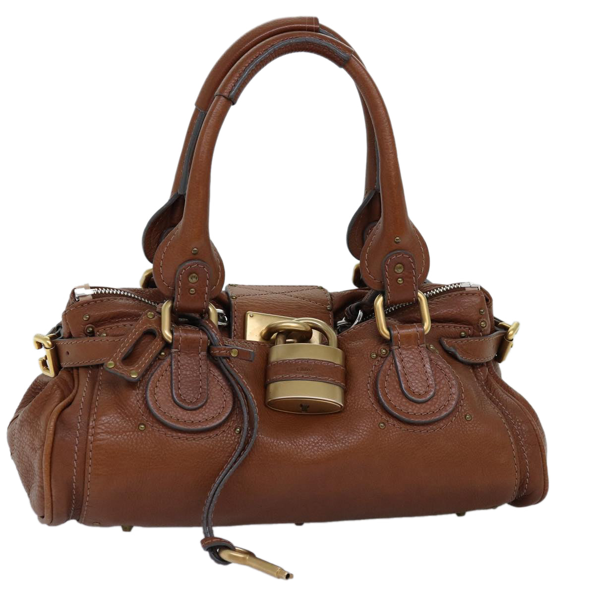 Chloe Paddington Hand Bag Leather Brown Auth am6256