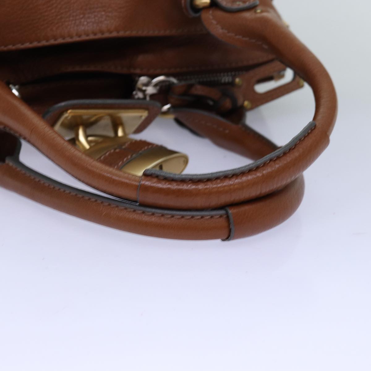 Chloe Paddington Hand Bag Leather Brown Auth am6256