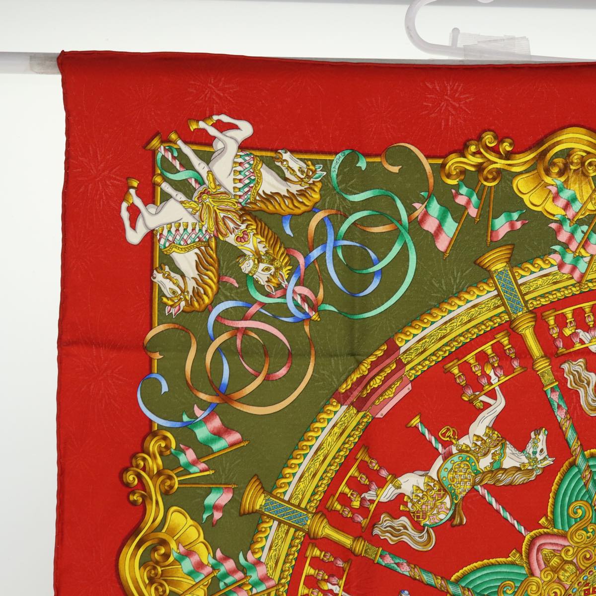 HERMES Carre 90 Scarf ""LUNA PARK"" Silk Red Auth am6261