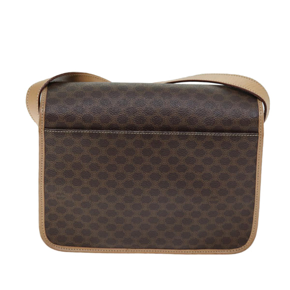 CELINE Macadam Canvas Shoulder Bag PVC Brown Auth am6264