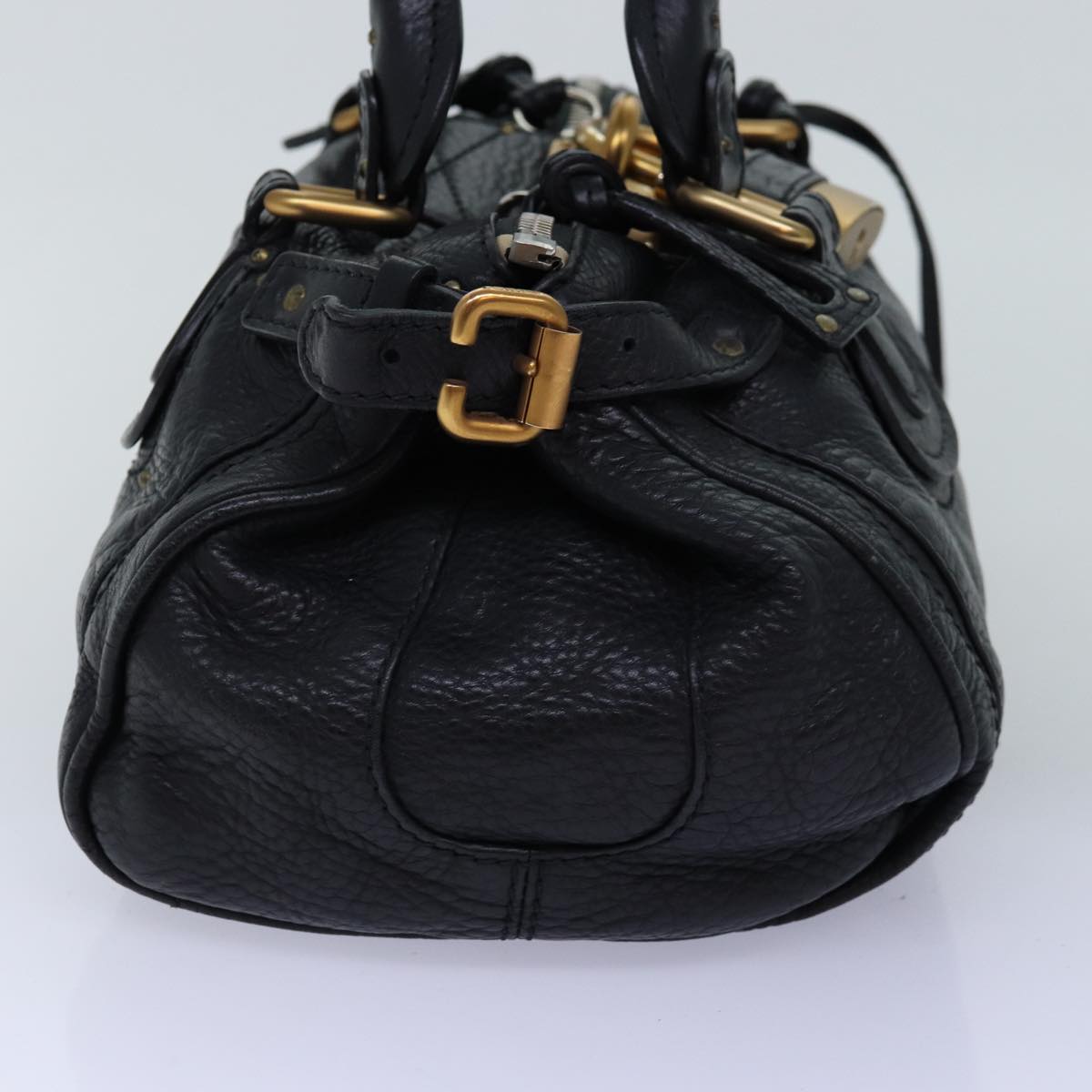 Chloe Paddington Hand Bag Leather Black Auth am6266
