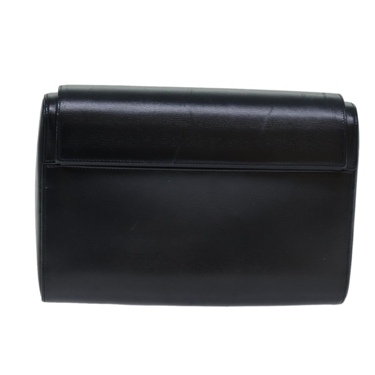 CARTIER Clutch Bag Leather Navy Auth am6295