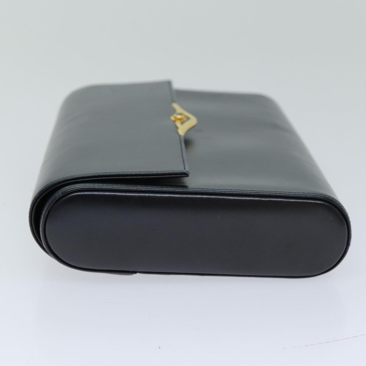 CARTIER Clutch Bag Leather Navy Auth am6295