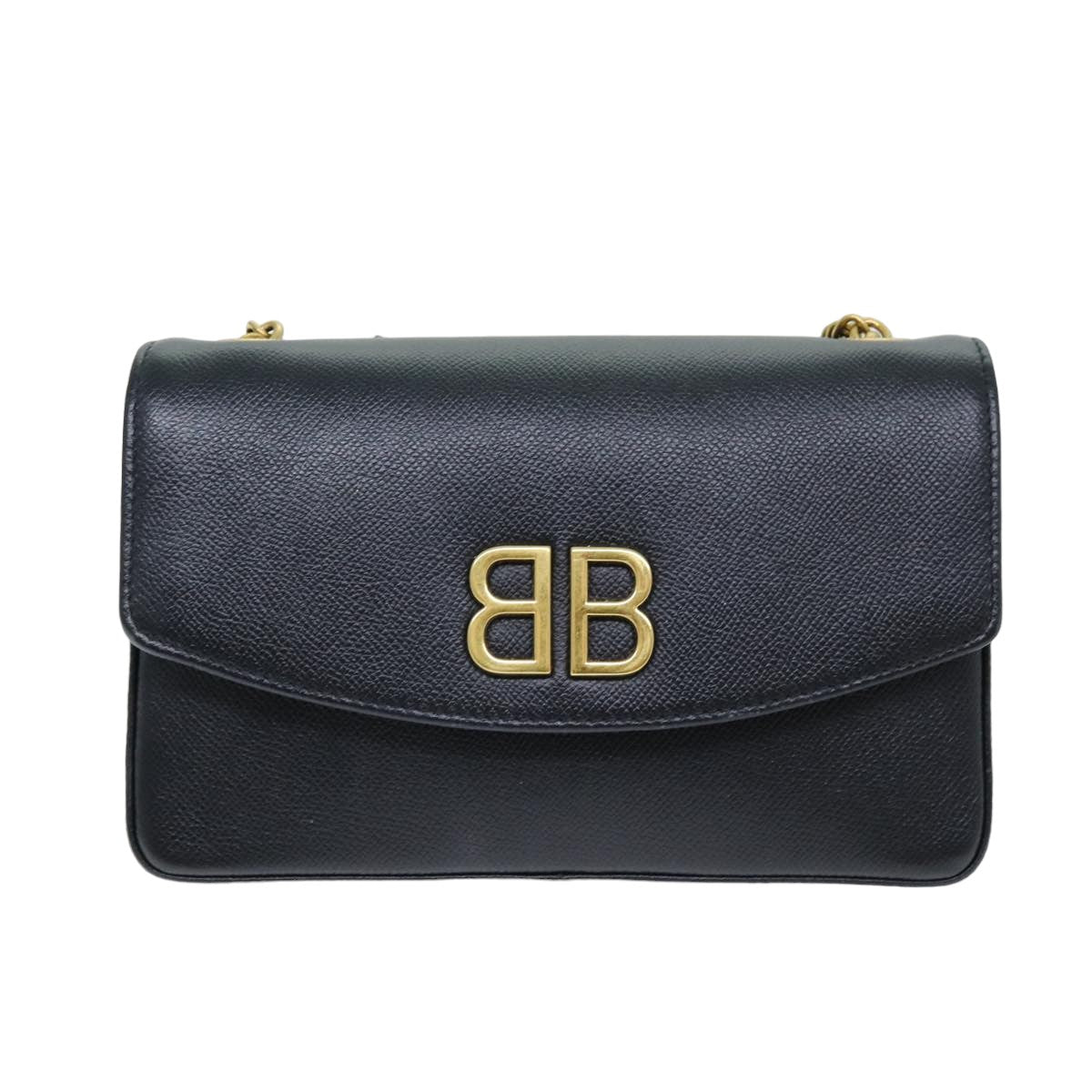 BALENCIAGA Chain Shoulder Bag Leather Black 526682 Auth am6297 - 0
