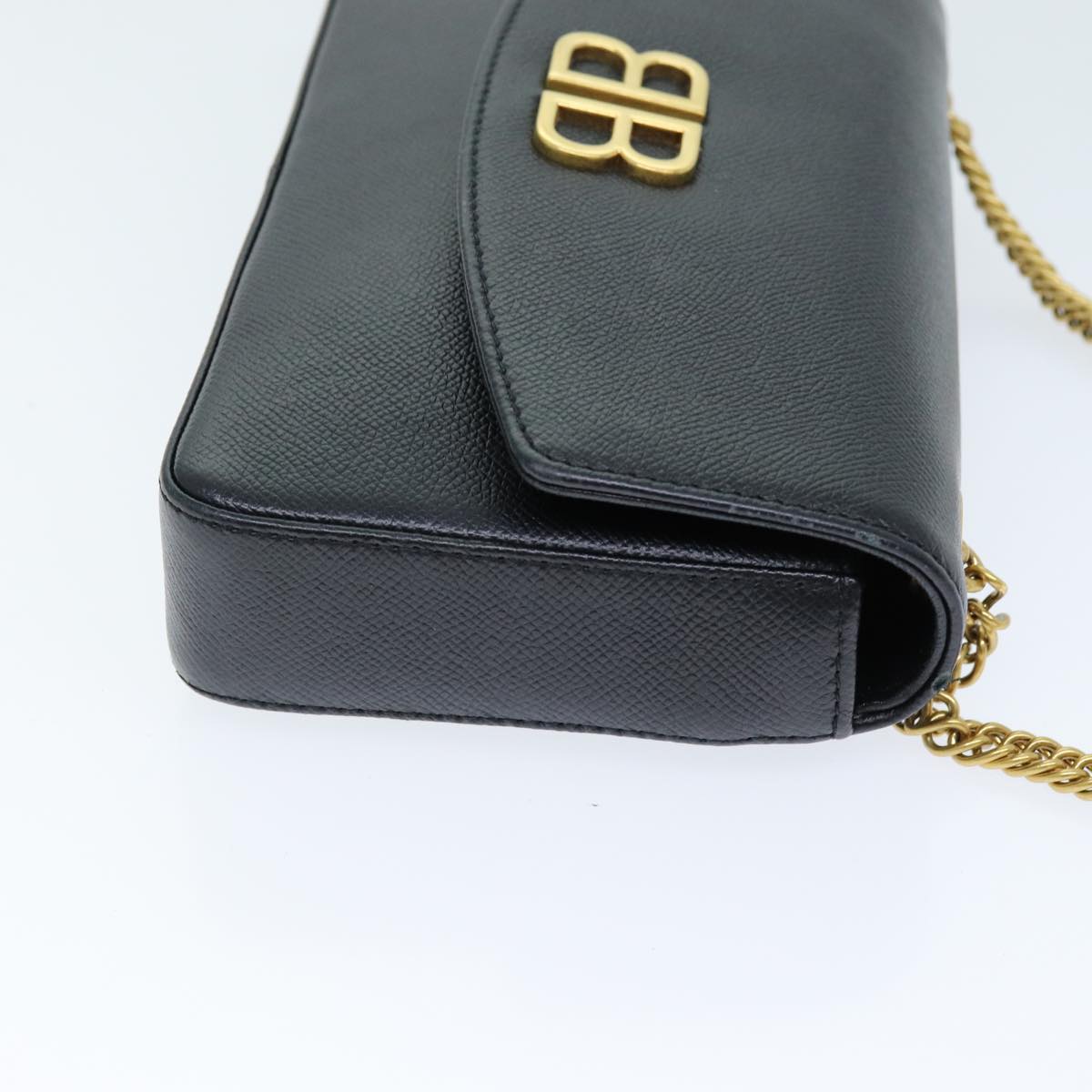 BALENCIAGA Chain Shoulder Bag Leather Black 526682 Auth am6297