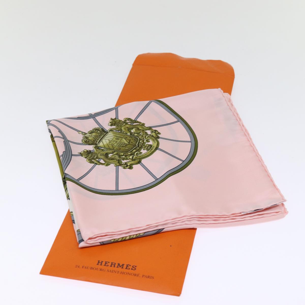 HERMES Carre 90 Scarf ""SPRINGS"" Silk Pink Auth am6299