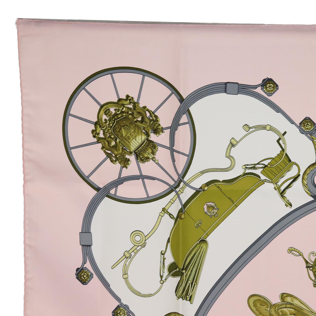 HERMES Carre 90 Scarf ""SPRINGS"" Silk Pink Auth am6299 - 0