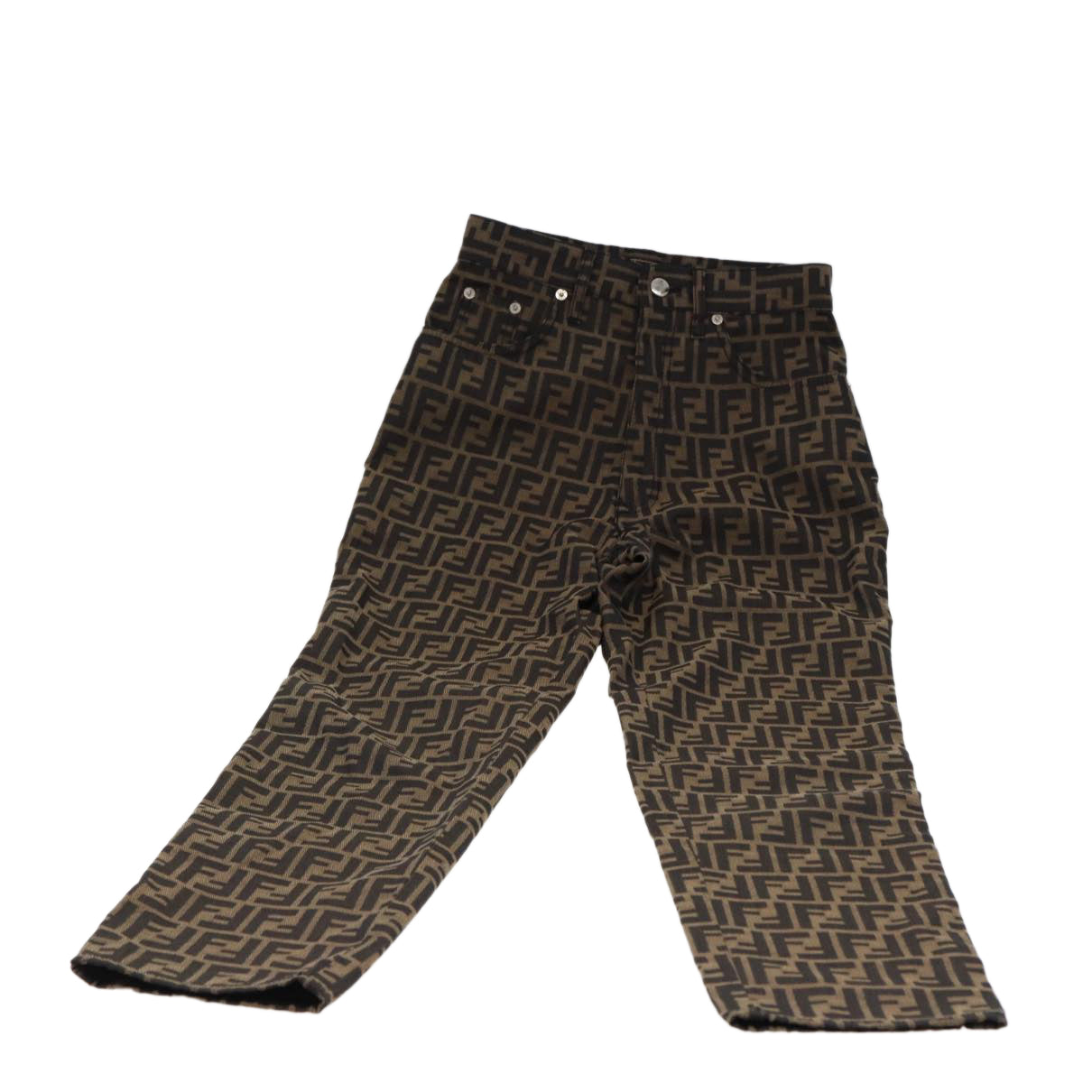 FENDI Zucca Canvas Pants Black Brown Auth am6300