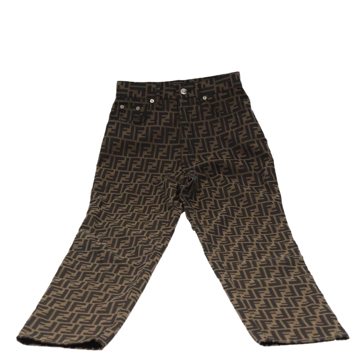 FENDI Zucca Canvas Pants Black Brown Auth am6300