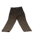 FENDI Zucca Canvas Pants Black Brown Auth am6300-2