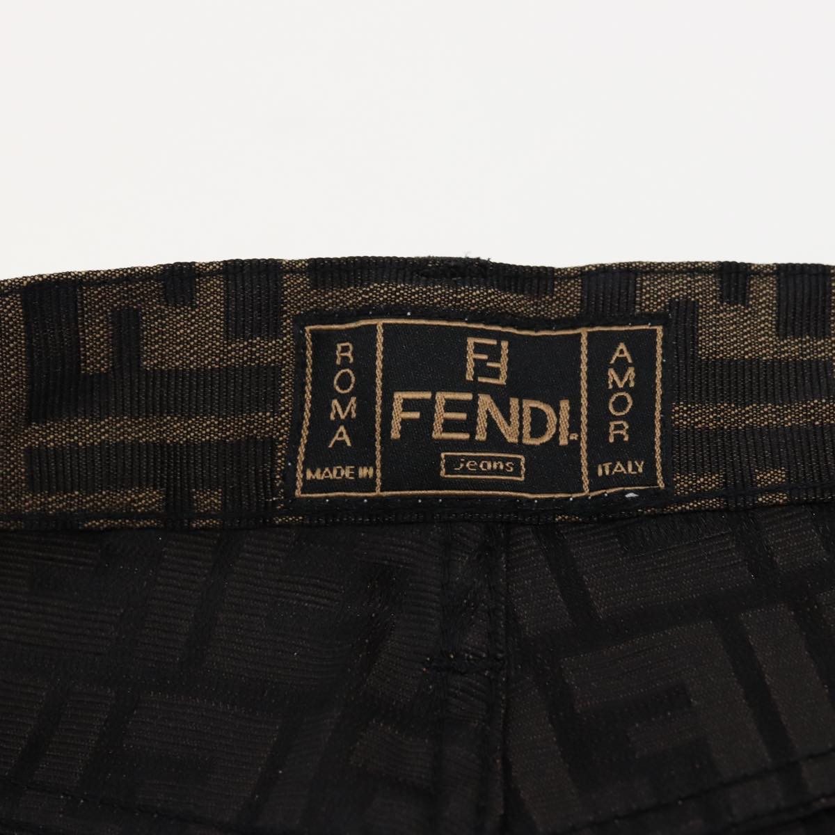 FENDI Zucca Canvas Pants Black Brown Auth am6300