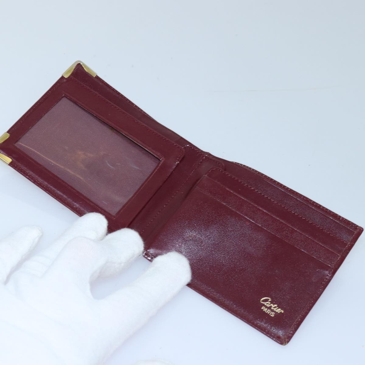 CARTIER Card Case Wallet Leather 6Set Red Auth am6302