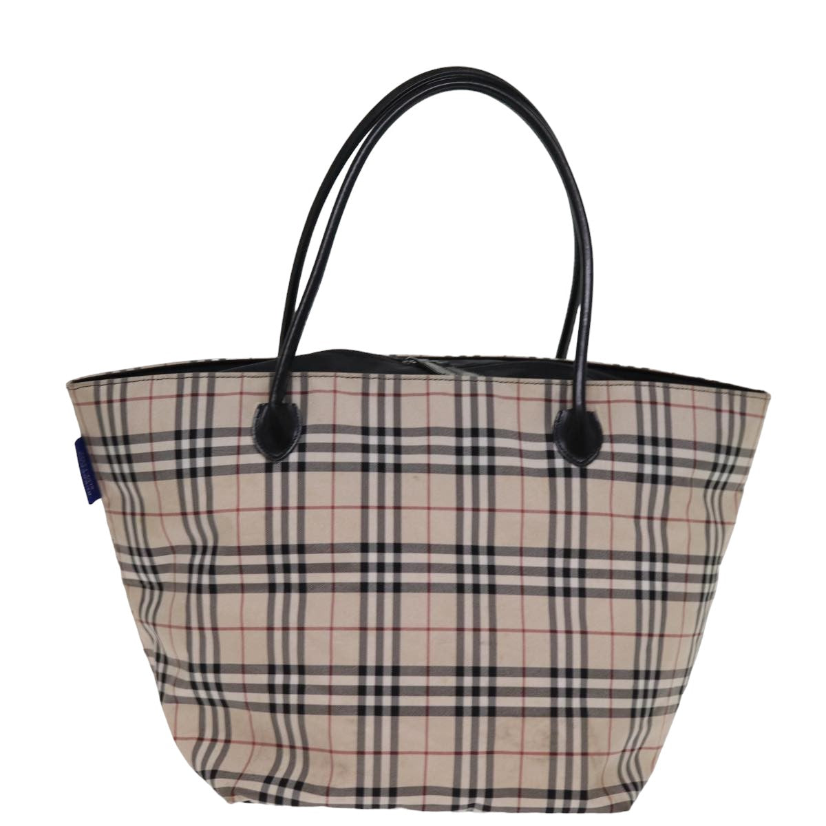 BURBERRY Nova Check Blue Label Tote Bag Nylon Beige Auth am6318