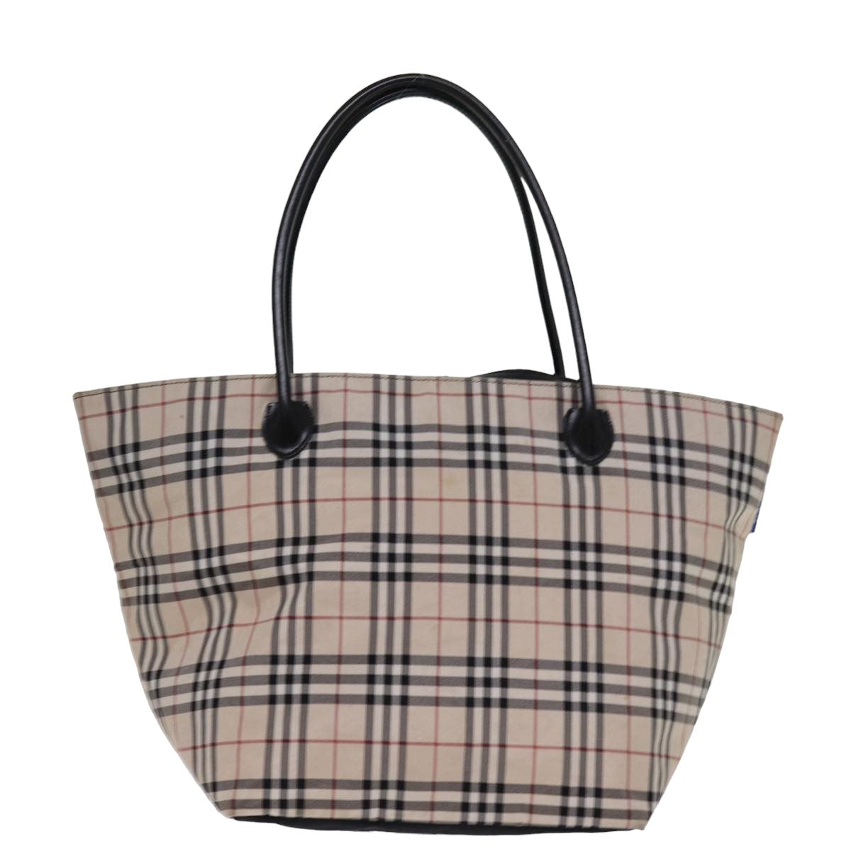 BURBERRY Nova Check Blue Label Tote Bag Nylon Beige Auth am6318 - 0