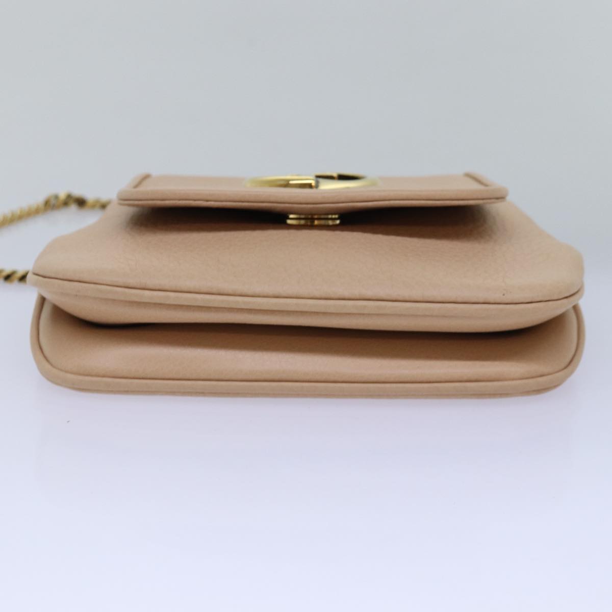 GUCCI Chain Shoulder Bag Leather Beige 251821 Auth am6326