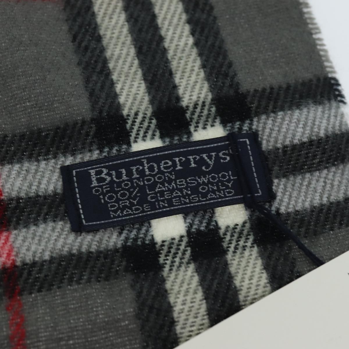 Burberrys Nova Check Scarf Wool Gray Auth am6330