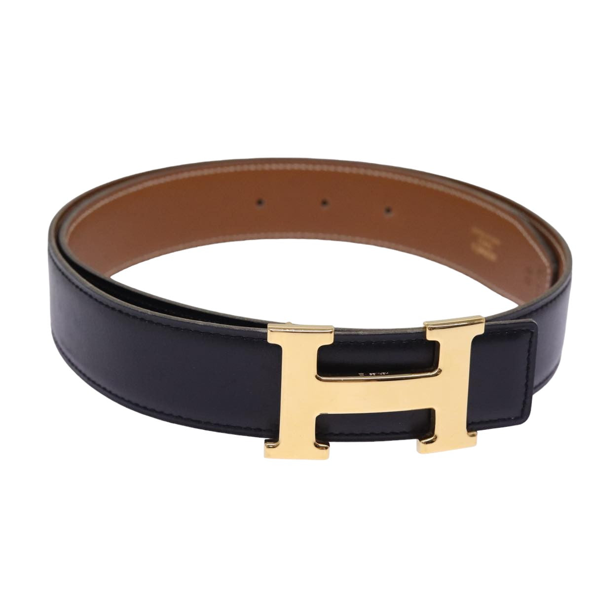 HERMES Constance Belt Leather 37.4"" Brown Auth am6331