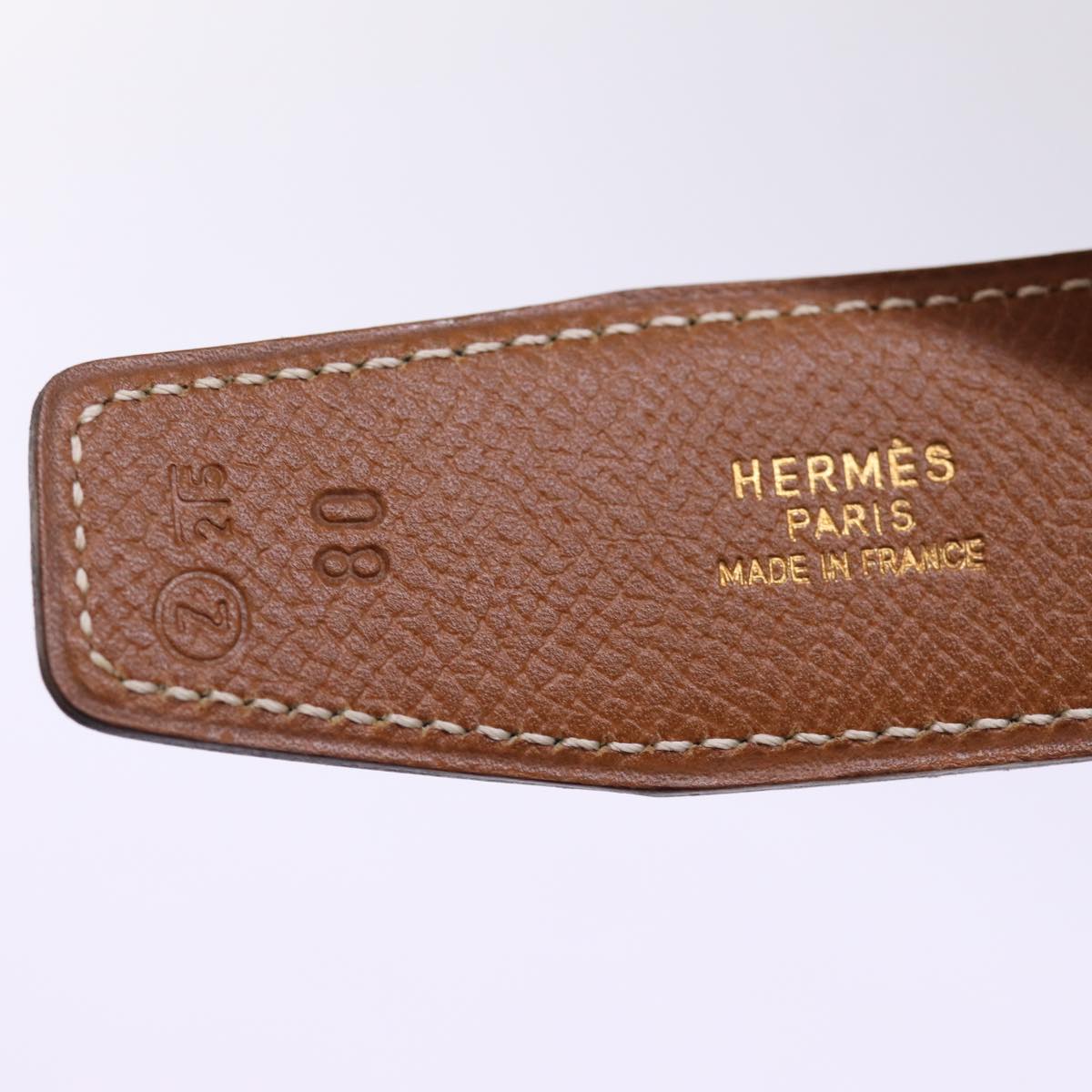 HERMES Constance Belt Leather 37.4"" Brown Auth am6331