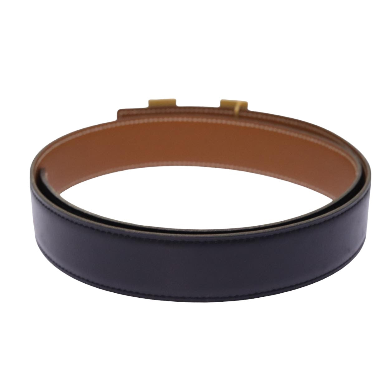 HERMES Constance Belt Leather 37.4"" Brown Auth am6331