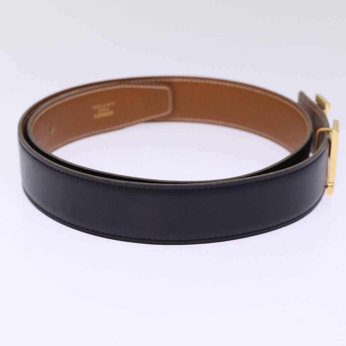 HERMES Constance Belt Leather 37.4"" Brown Auth am6331