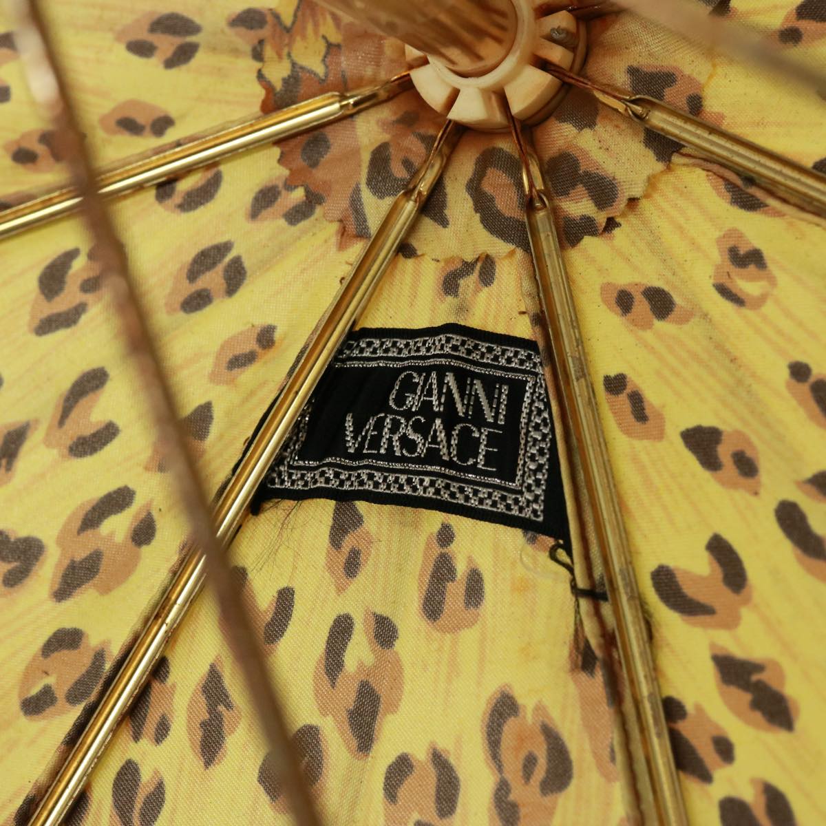 Gianni Versace Umbrella Nylon Yellow Auth am6353