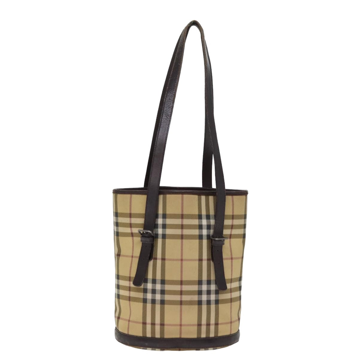 BURBERRY Nova Check Shoulder Bag Coated Canvas Beige Auth am6355 - 0