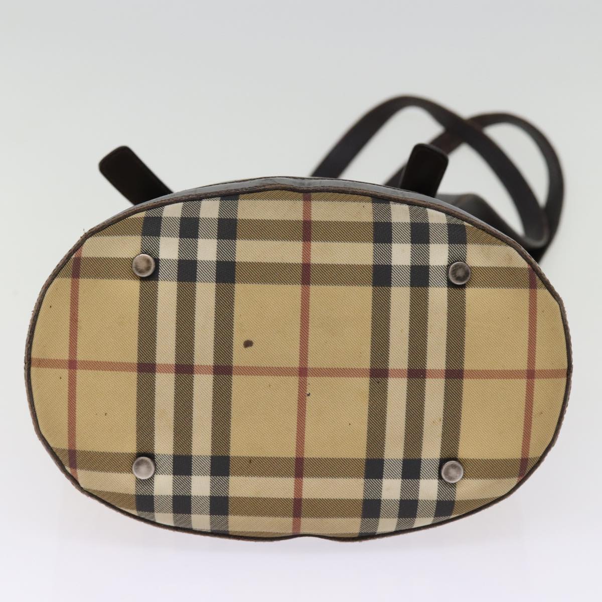 BURBERRY Nova Check Shoulder Bag Coated Canvas Beige Auth am6355