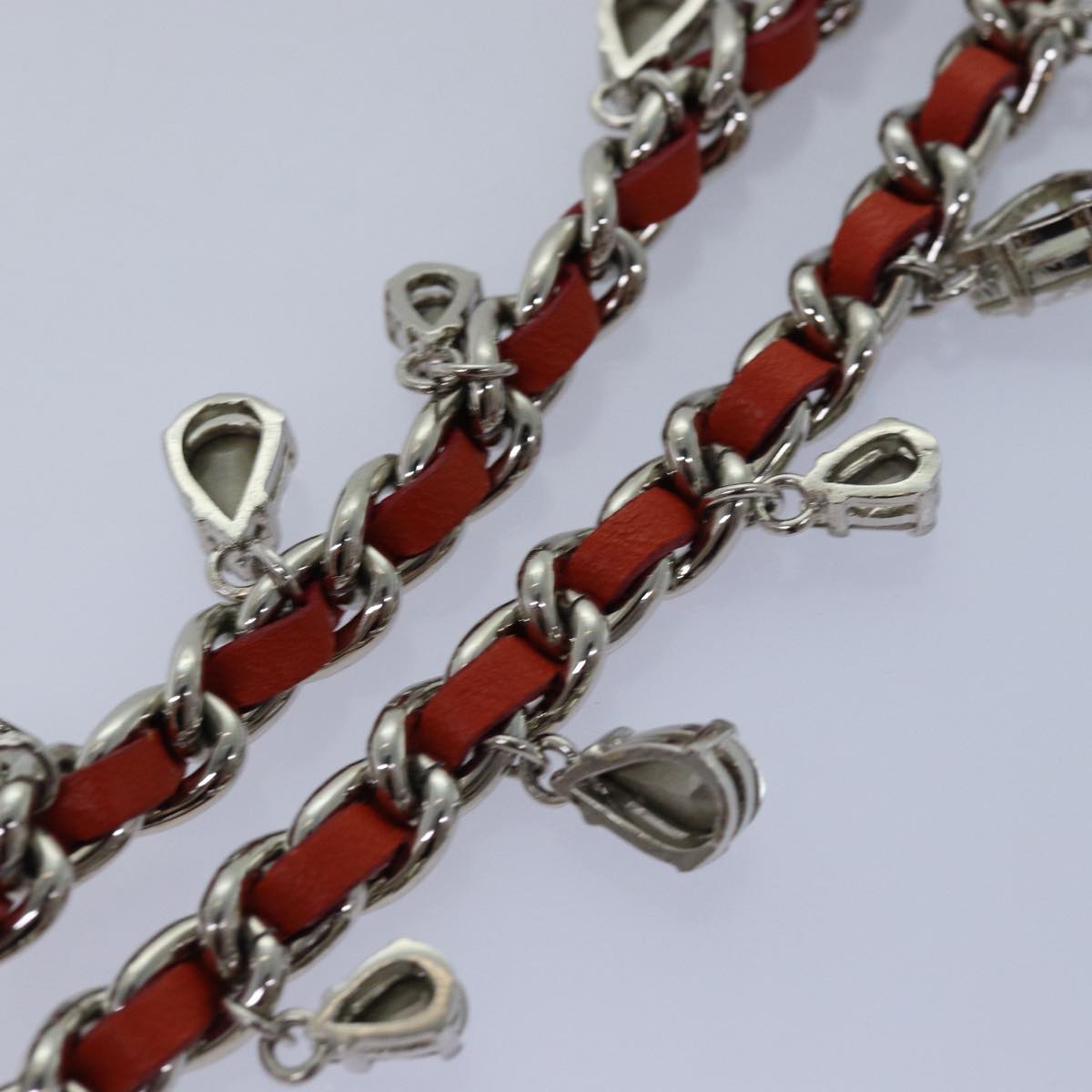 Miu Miu Bijoux Chain Necklace Red Auth am6358