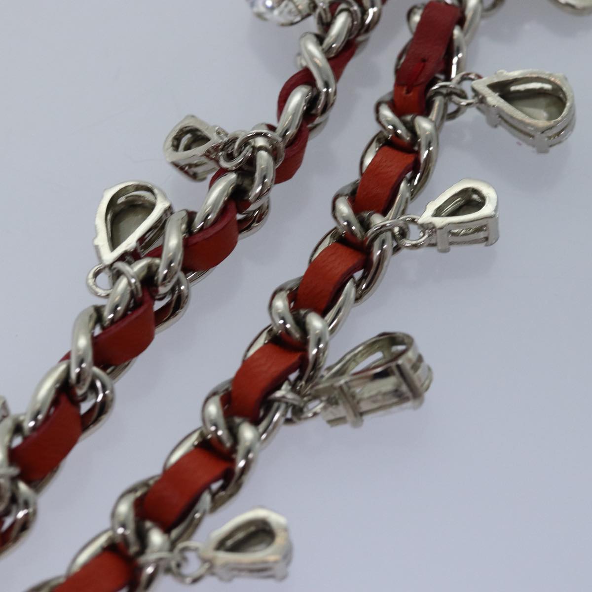 Miu Miu Bijoux Chain Necklace Red Auth am6358