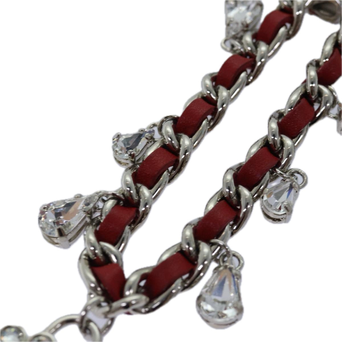 Miu Miu Bijoux Chain Necklace Red Auth am6358