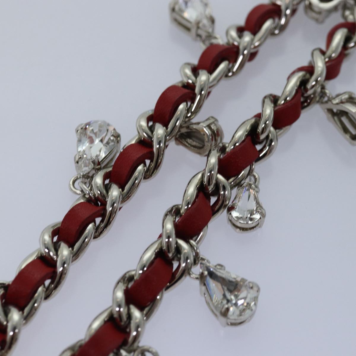 Miu Miu Bijoux Chain Necklace Red Auth am6358