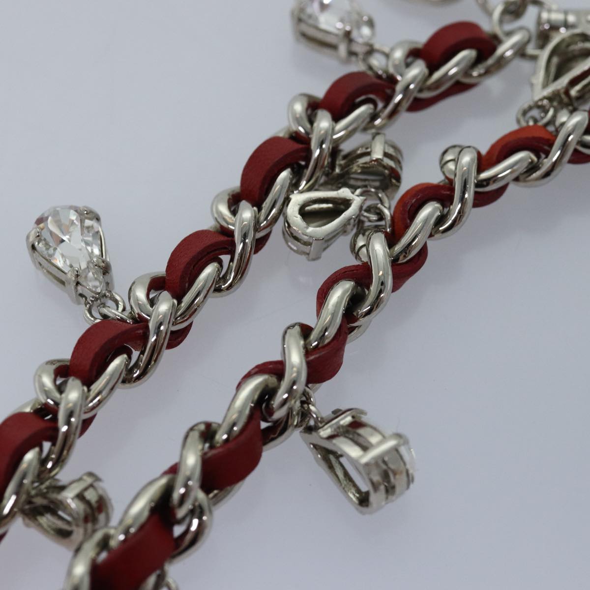 Miu Miu Bijoux Chain Necklace Red Auth am6358