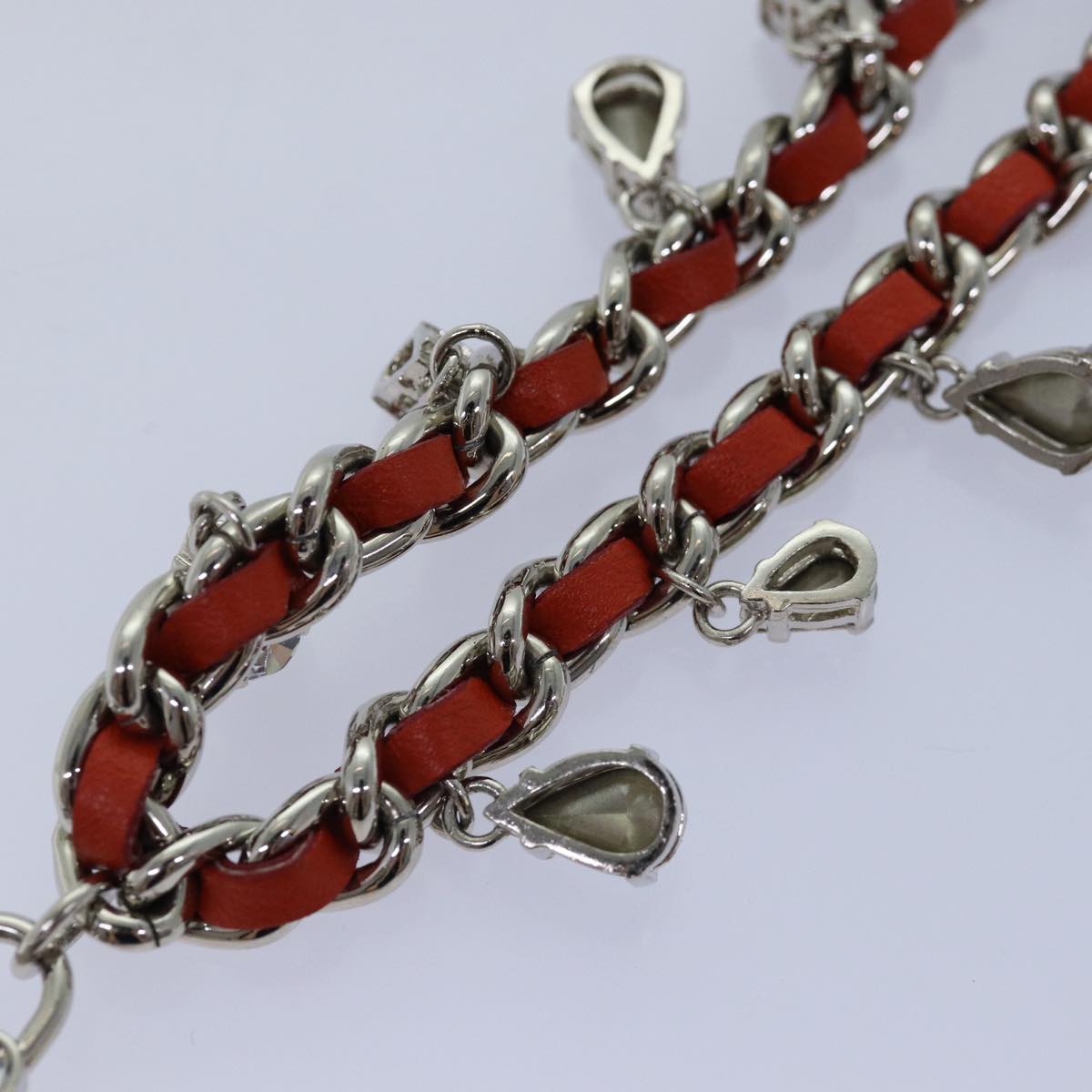 Miu Miu Bijoux Chain Necklace Red Auth am6358