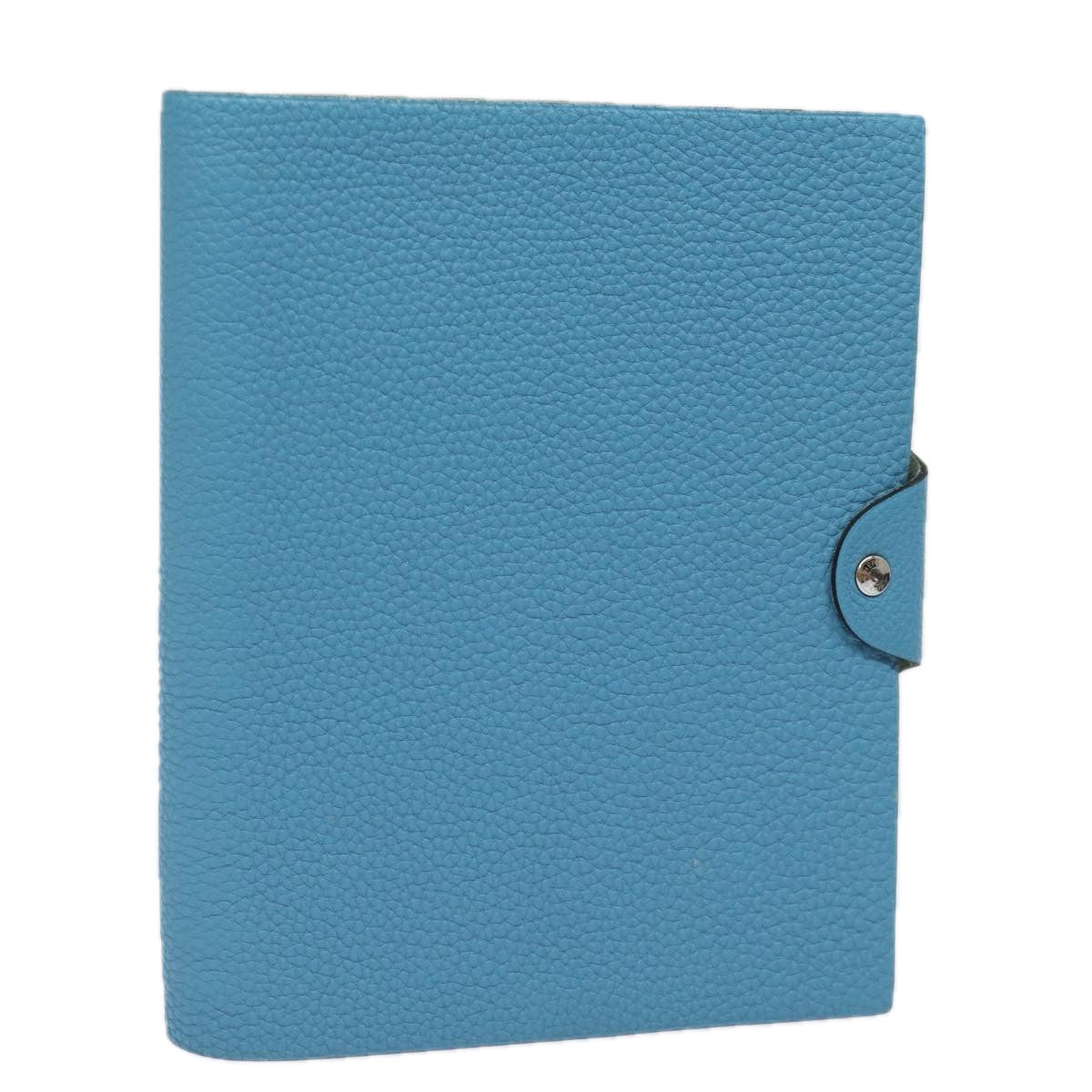 HERMES Yuris GM Note Cover Leather Blue Auth am6360