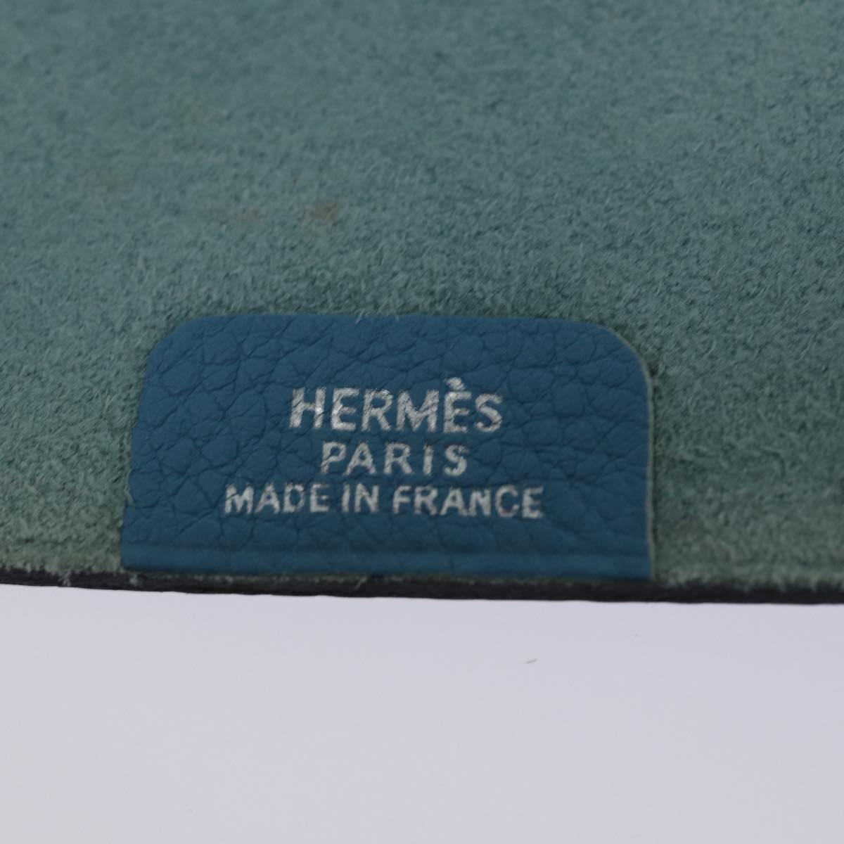 HERMES Yuris GM Note Cover Leather Blue Auth am6360