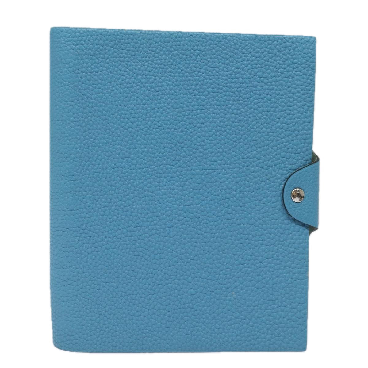 HERMES Yuris GM Note Cover Leather Blue Auth am6360 - 0