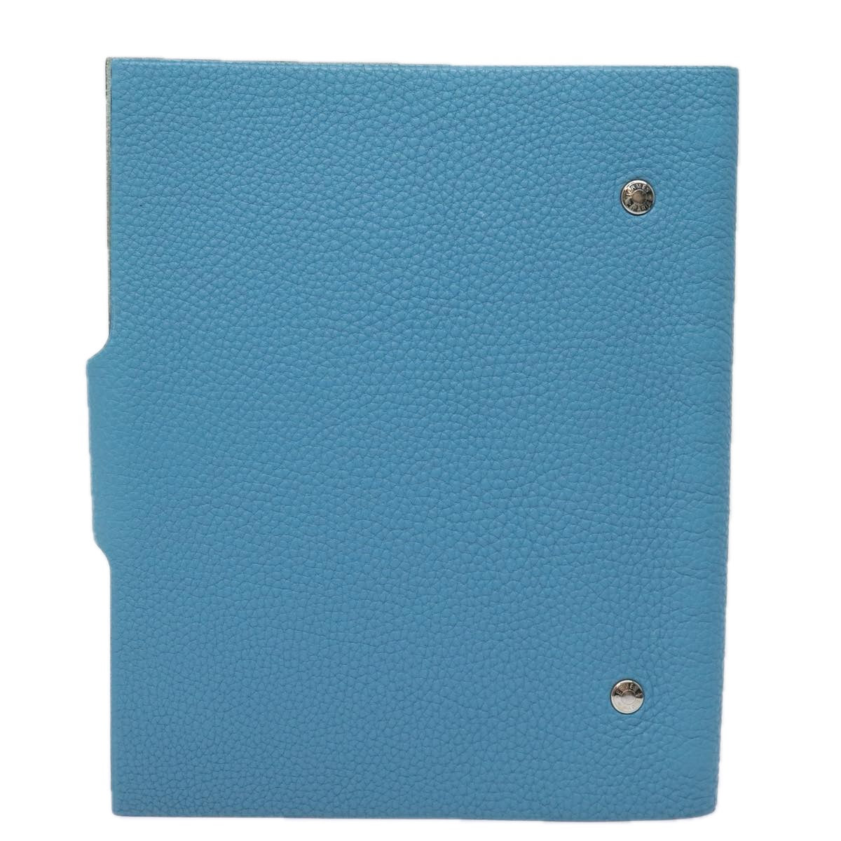 HERMES Yuris GM Note Cover Leather Blue Auth am6360