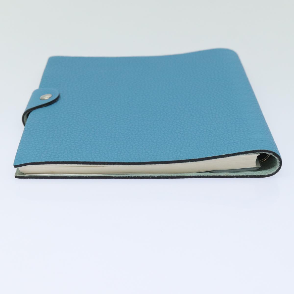 HERMES Yuris GM Note Cover Leather Blue Auth am6360