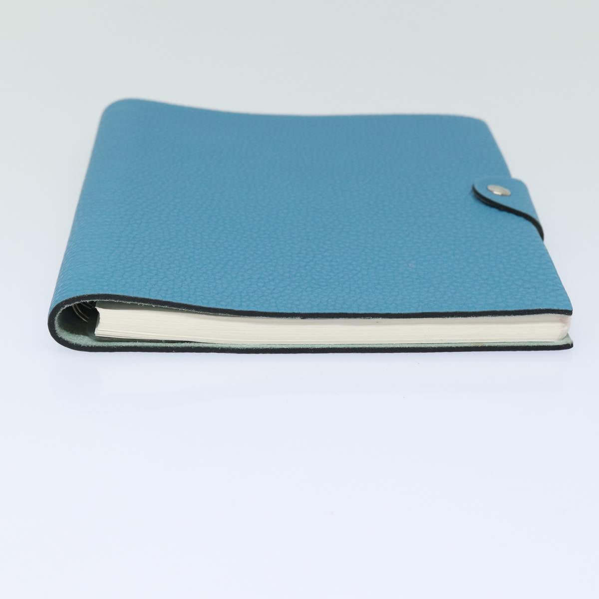 HERMES Yuris GM Note Cover Leather Blue Auth am6360