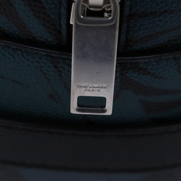 SAINT LAURENT Clutch Bag Leather Blue Auth am6361