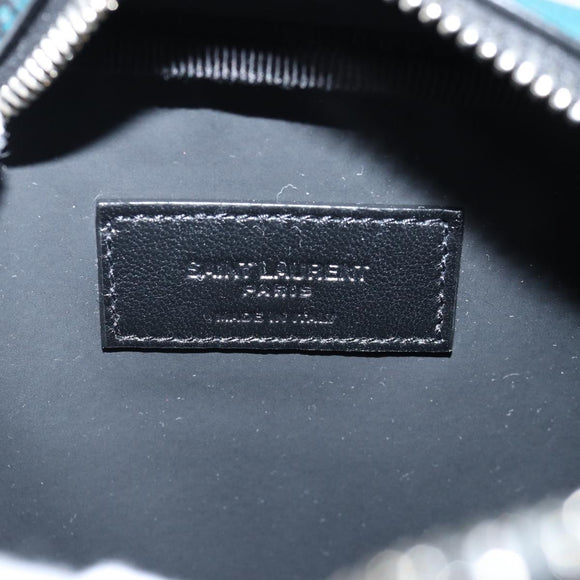SAINT LAURENT Clutch Bag Leather Blue Auth am6361