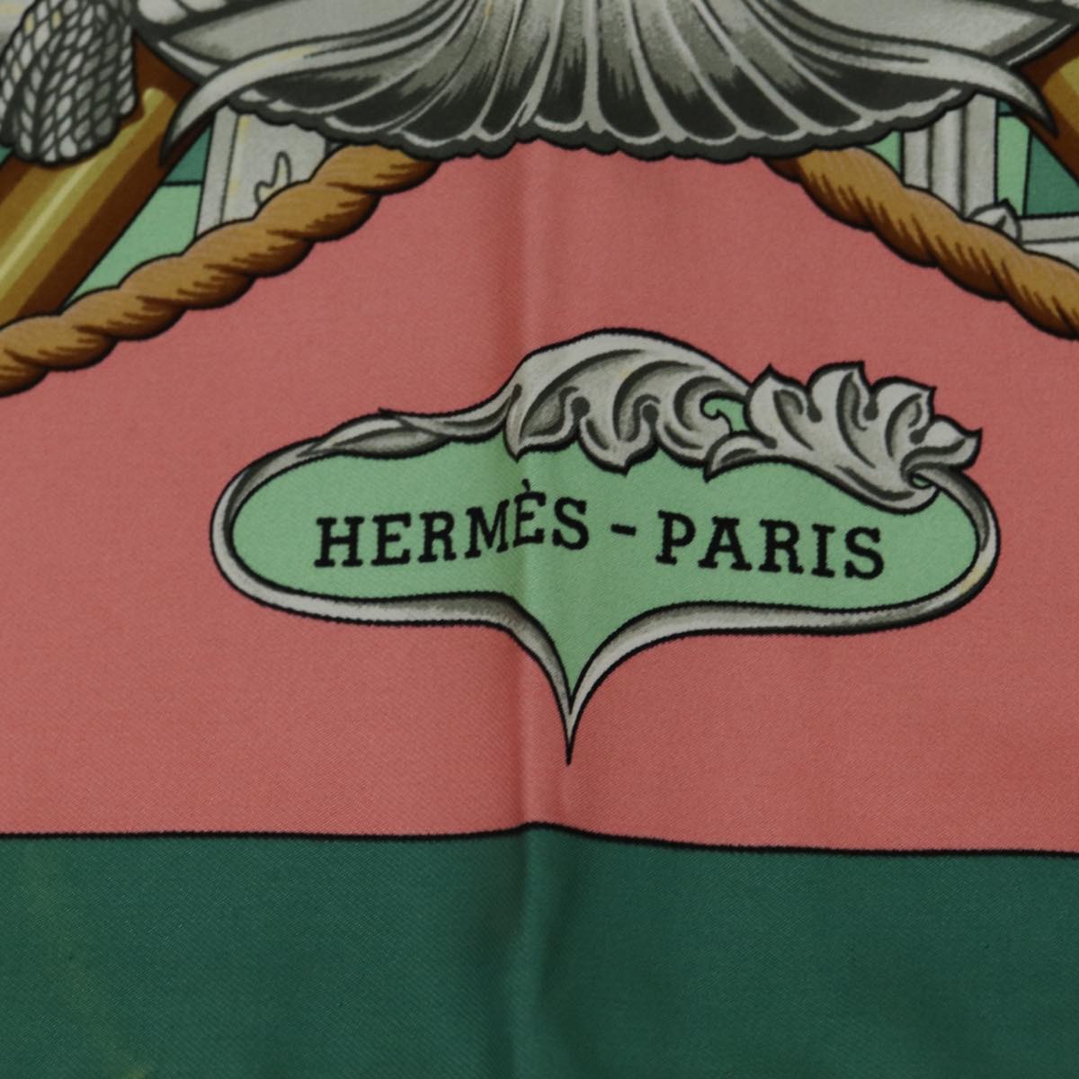 HERMES Carre 90 Scarf ""Zephyr"" Silk Green Auth am6362