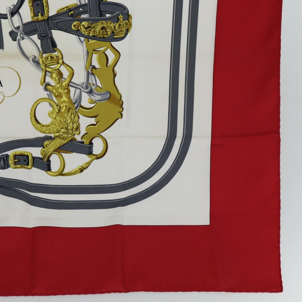 HERMES Carre 90 Scarf ""BRIDES de GALA"" Silk Red Auth am6364